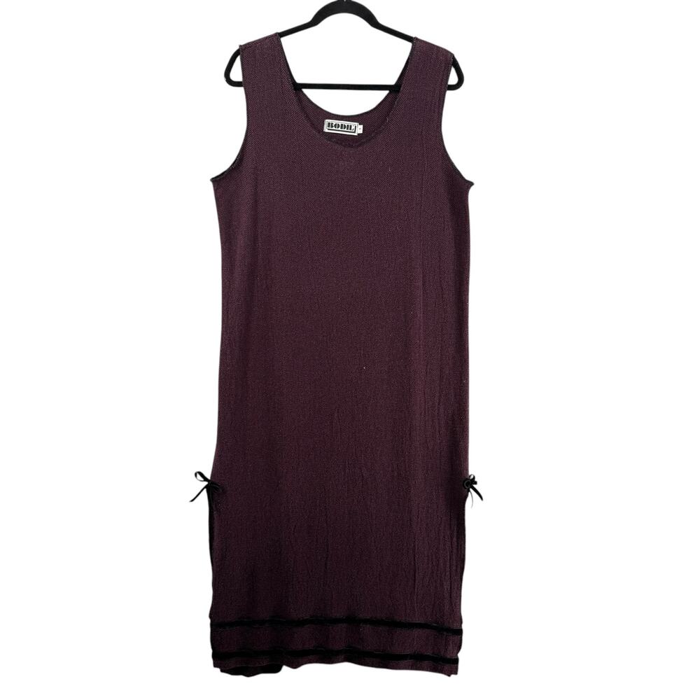 Bodil Artsy Lagenlook Scoop Neck Sleeveless Maxi Dress 1 (L/XL?) Purple Maroon
